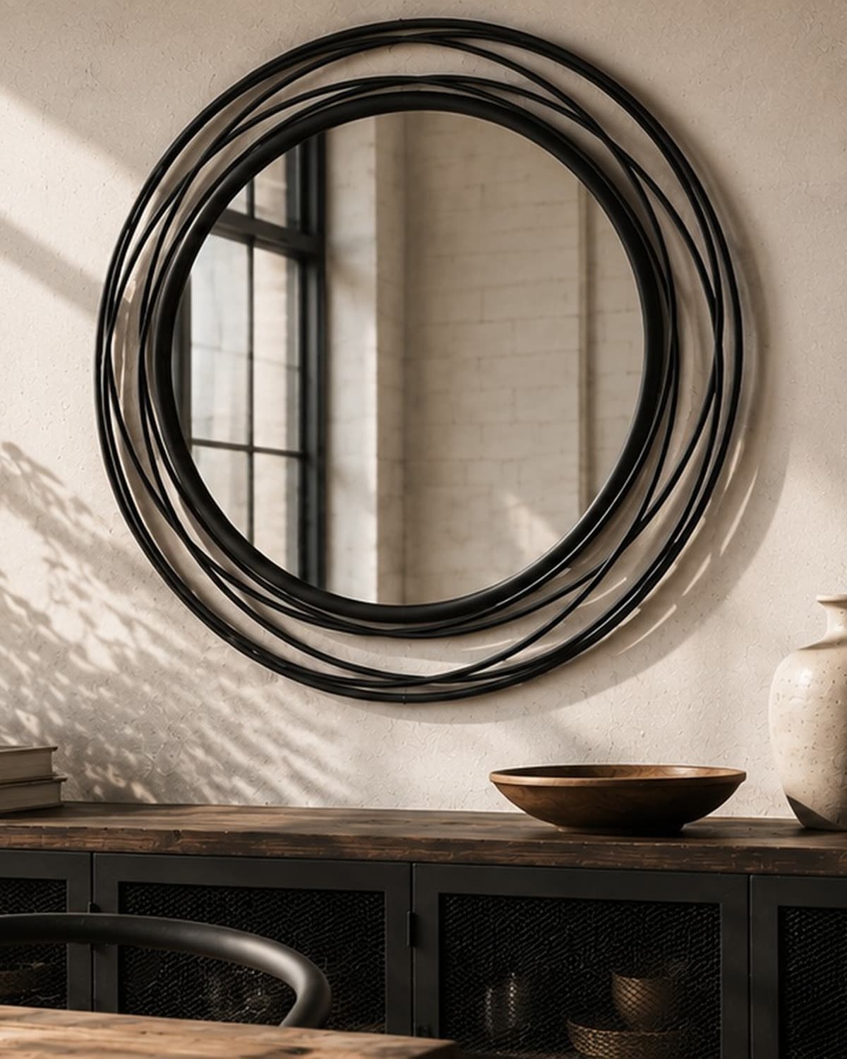 36 Inch Round Metal Wall Mirror