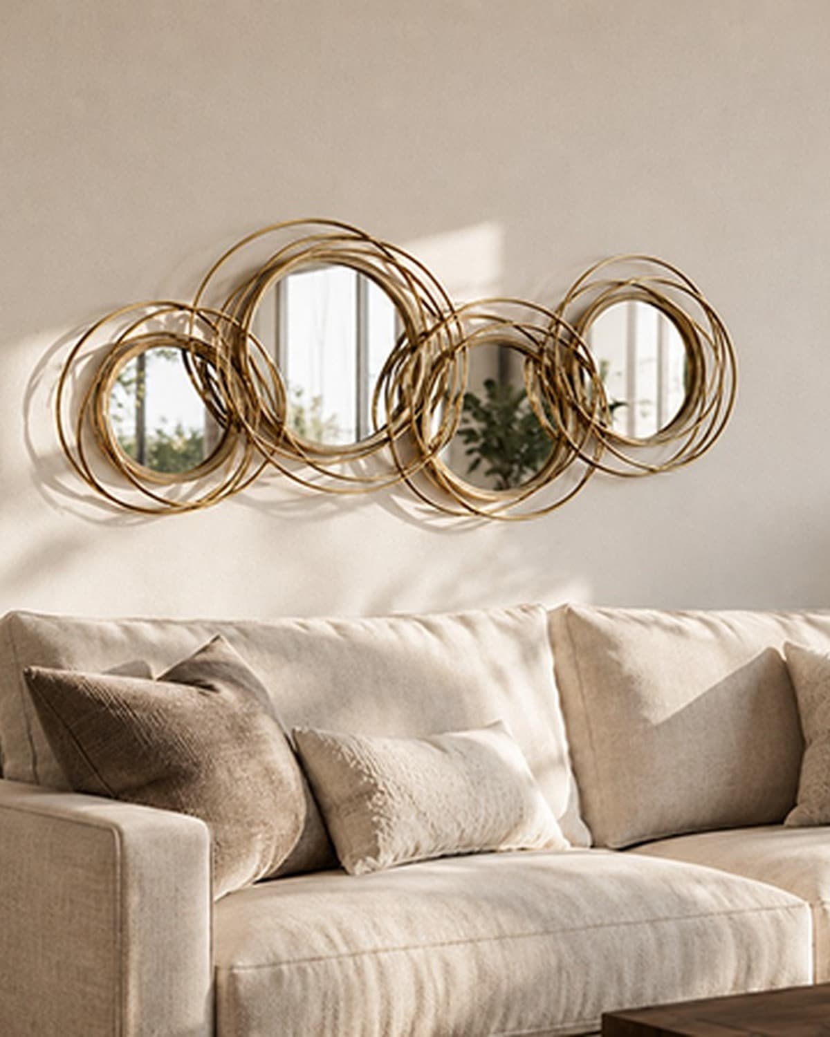 43.3 x 17.3 Inch Overlapping Round Wall Mirror