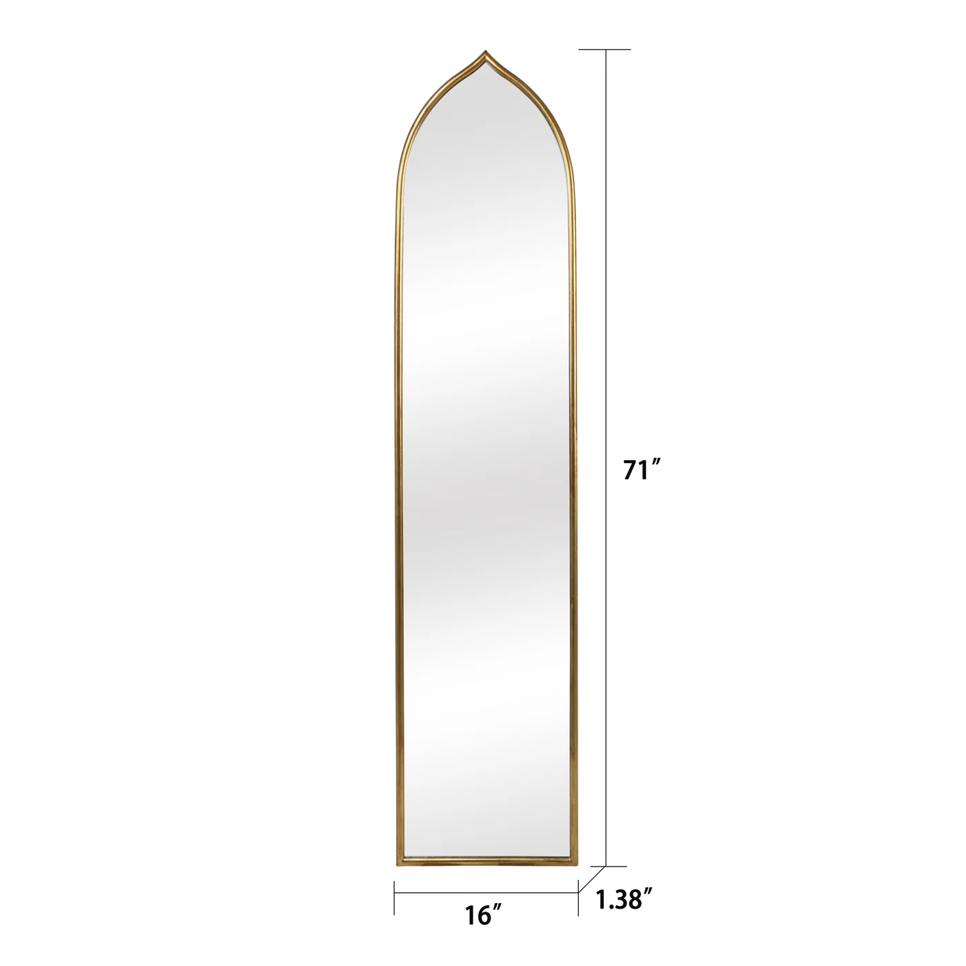 71 x 16 Inch Slim Arched Wall Mirror detail image