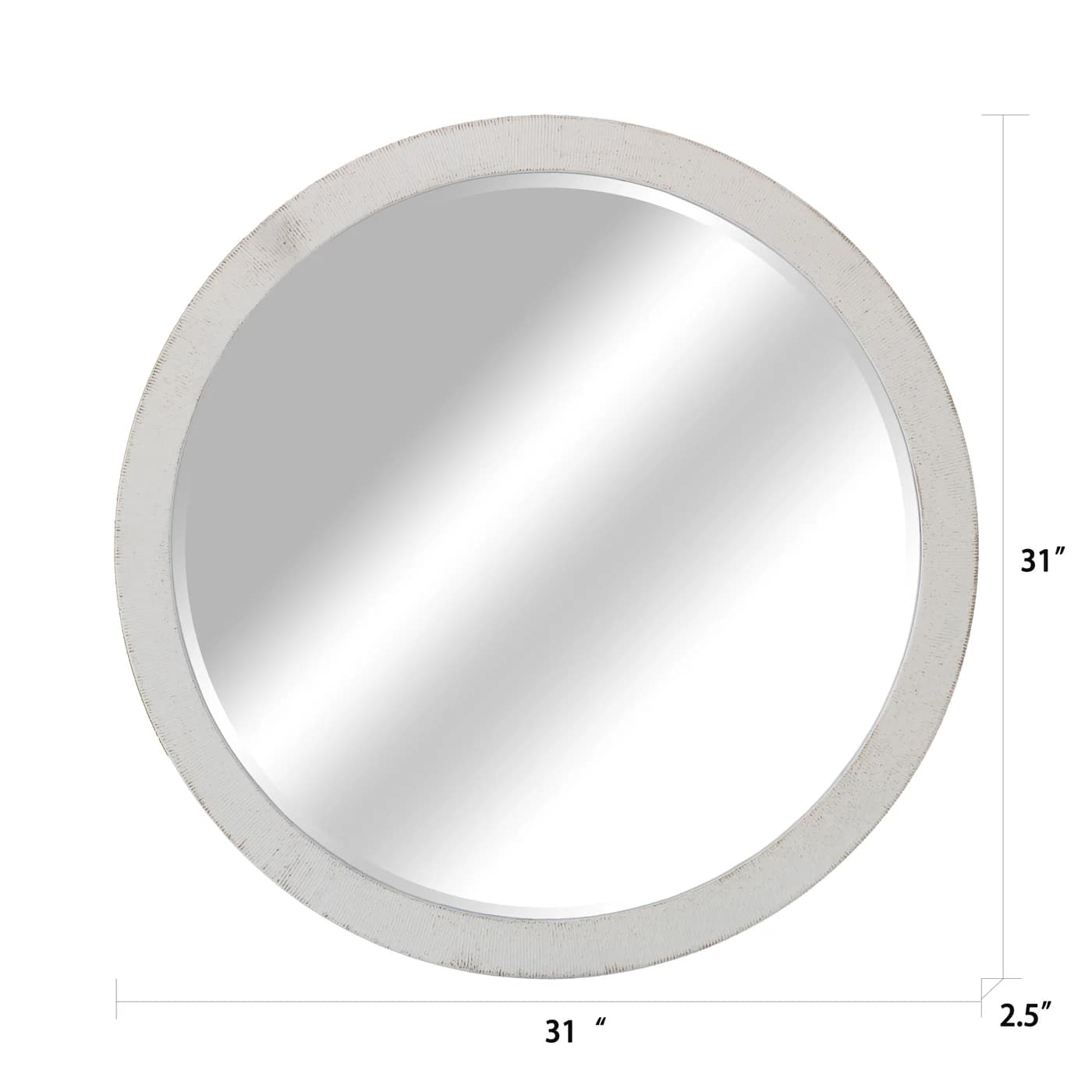 31 White Textured Round Mirror gallery image