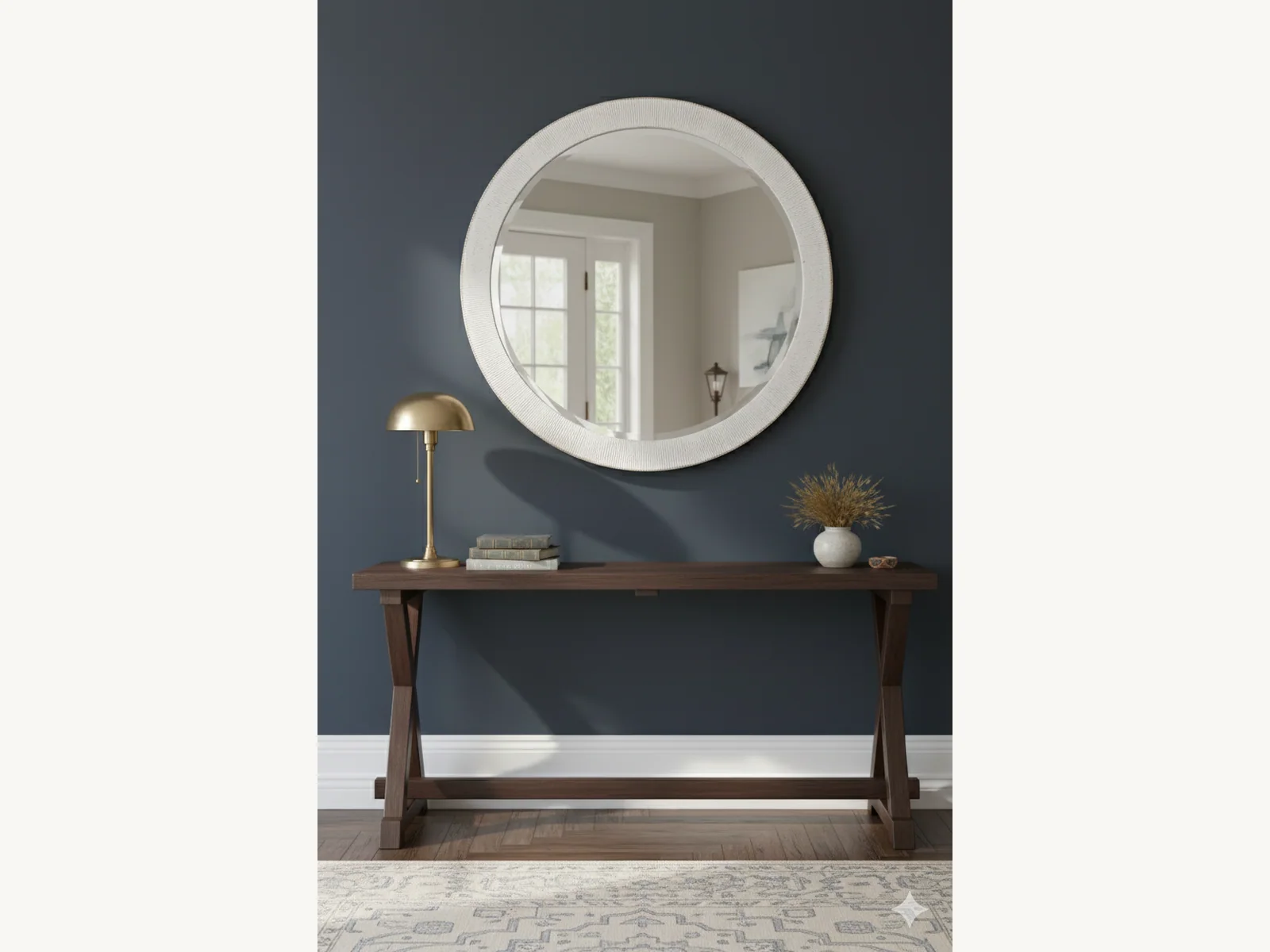 31 White Textured Round Mirror gallery image