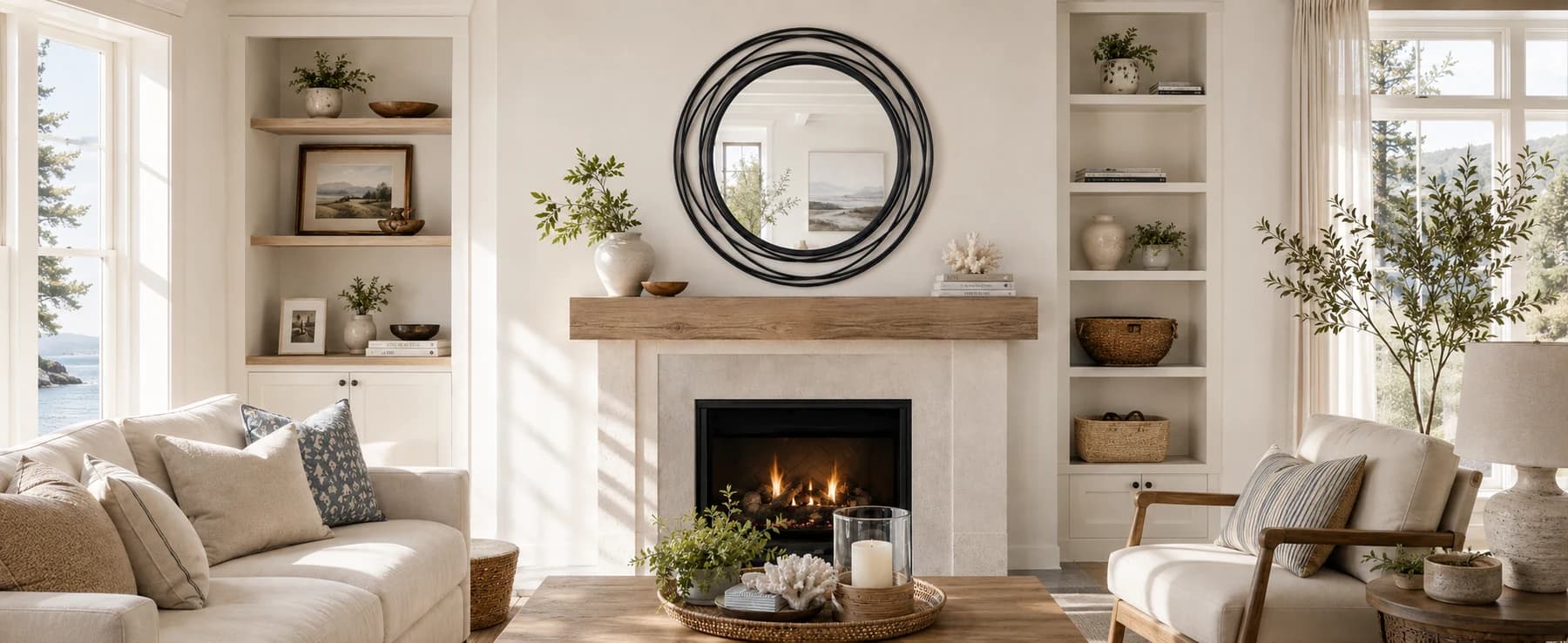 36 Black Round Mirror gallery image