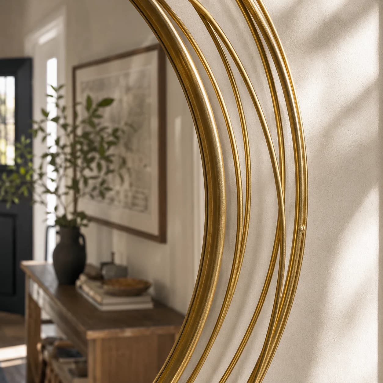 36 Inch Gold Round Decorative Mirror gallery image