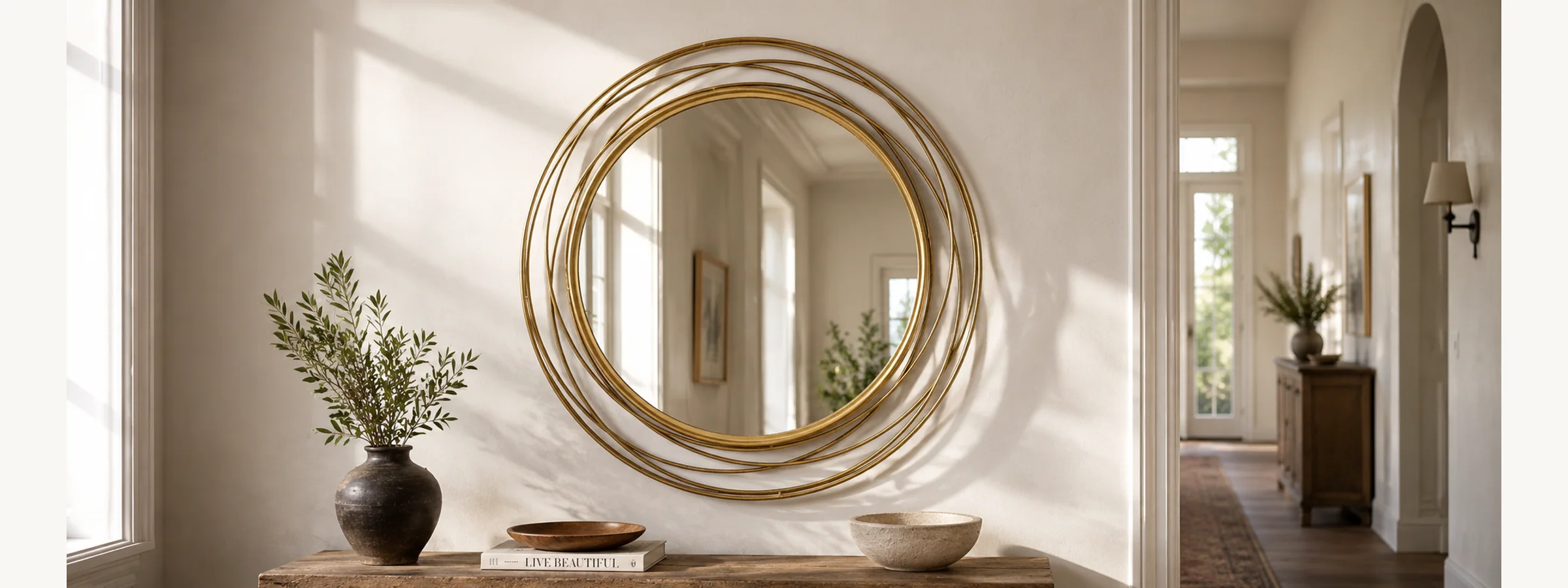 36 Inch Gold Round Decorative Mirror gallery image