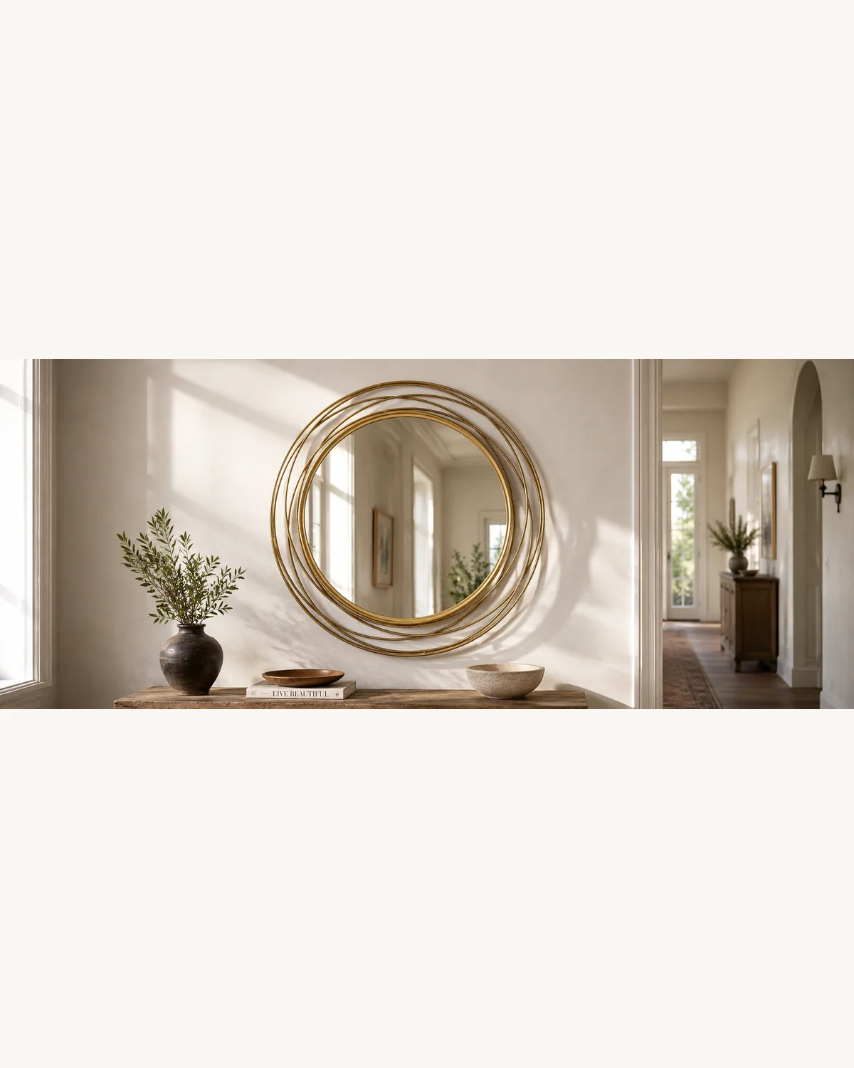 36 Inch Gold Round Decorative Mirror gallery image
