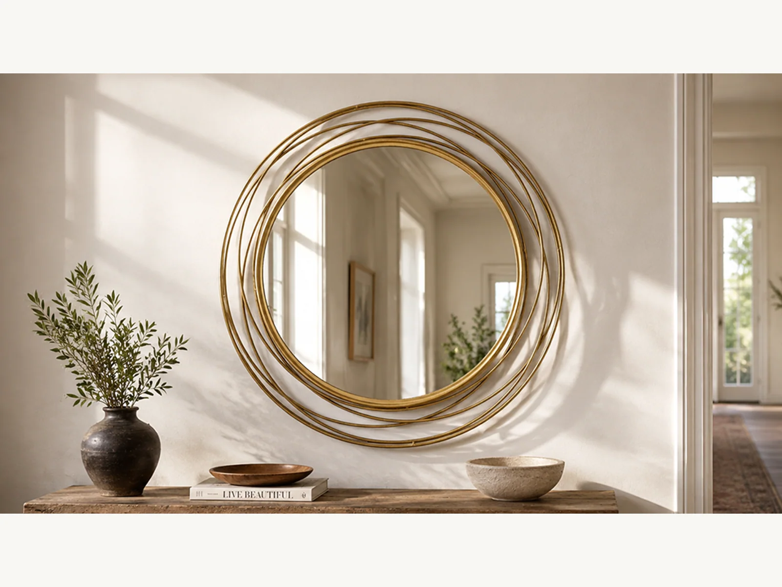 36 Inch Gold Round Decorative Mirror gallery image
