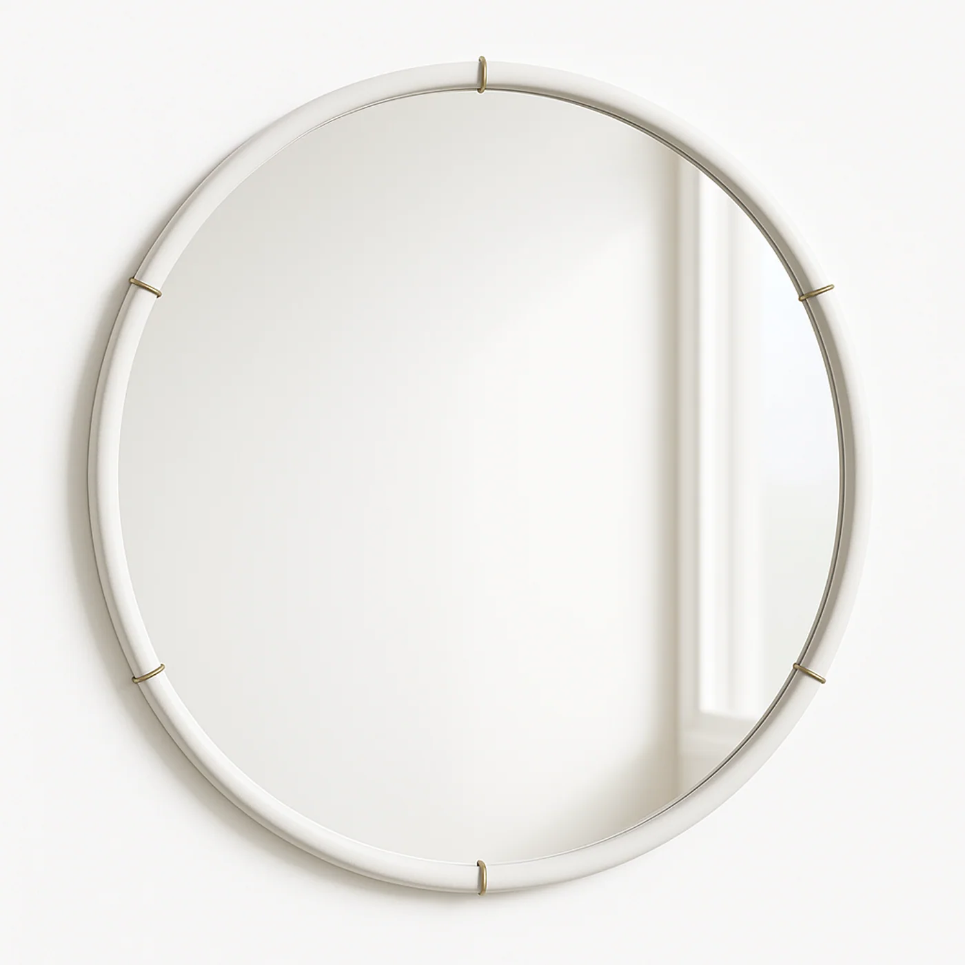 36 White Gold Deco Round Mirror