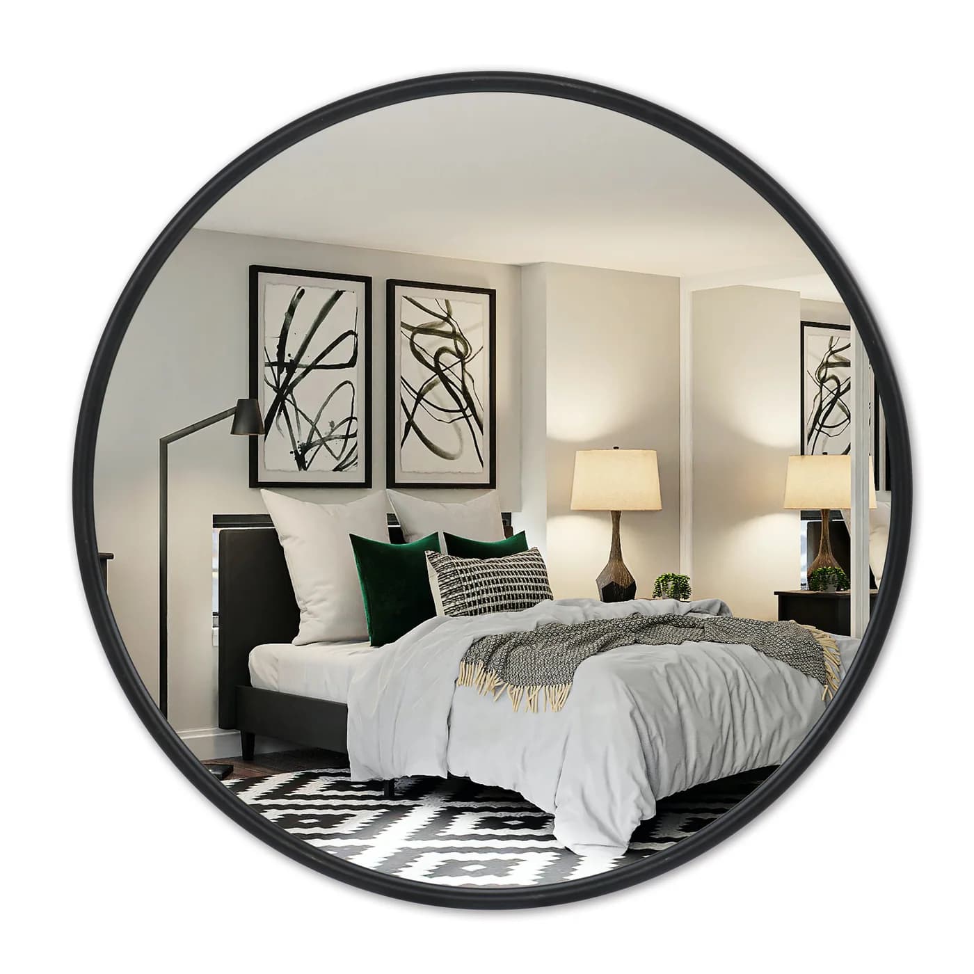 39 Black Round Mirror