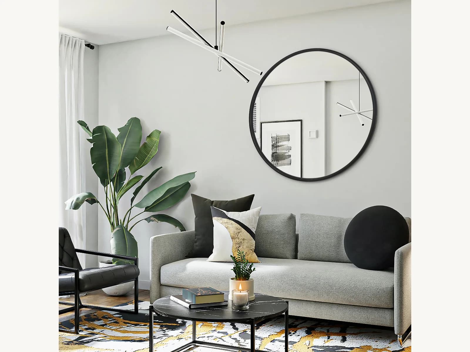 39 Black Round Mirror gallery image