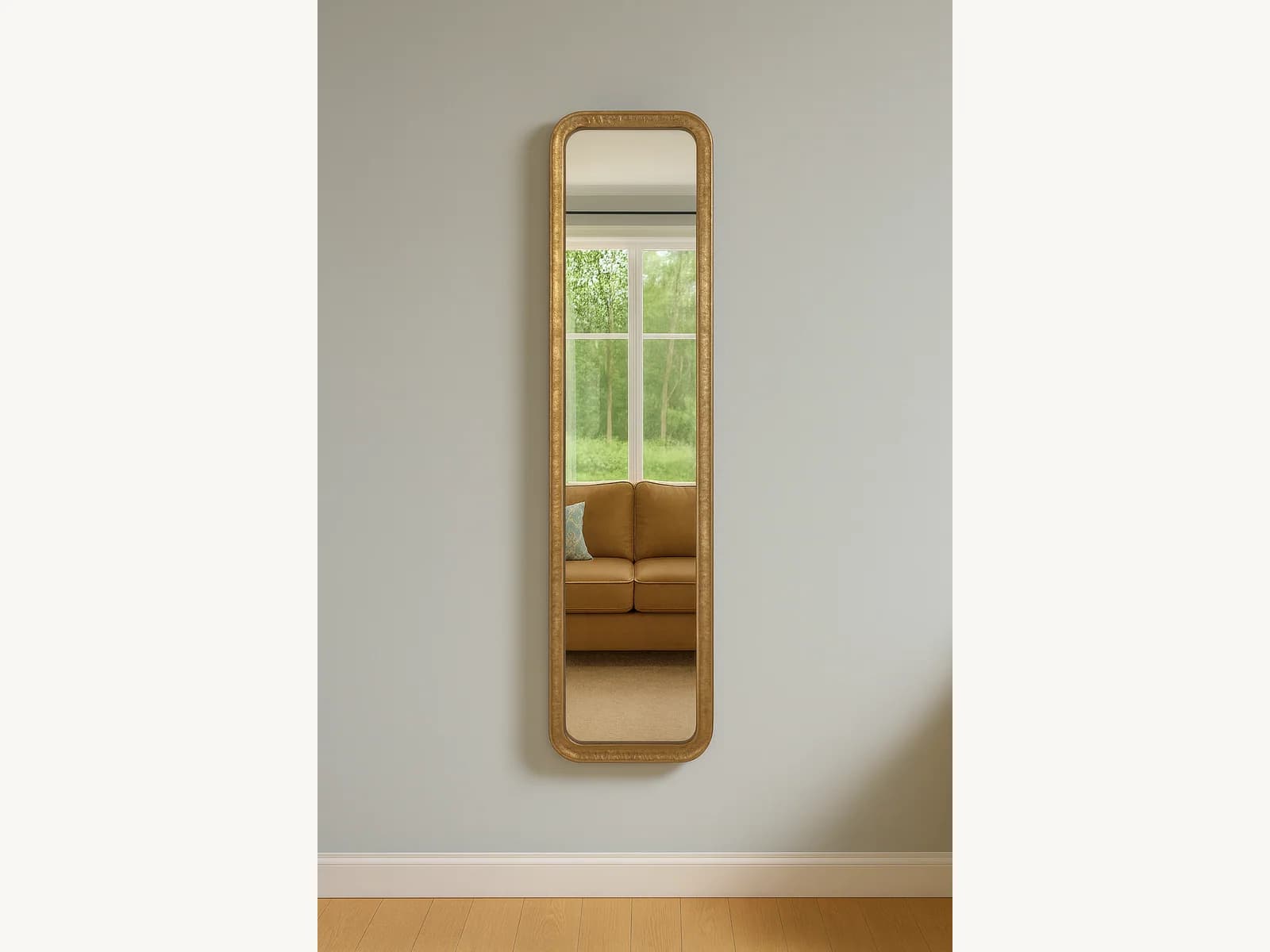 Gold Hammered Rectangle Full Length Mirror gallery image