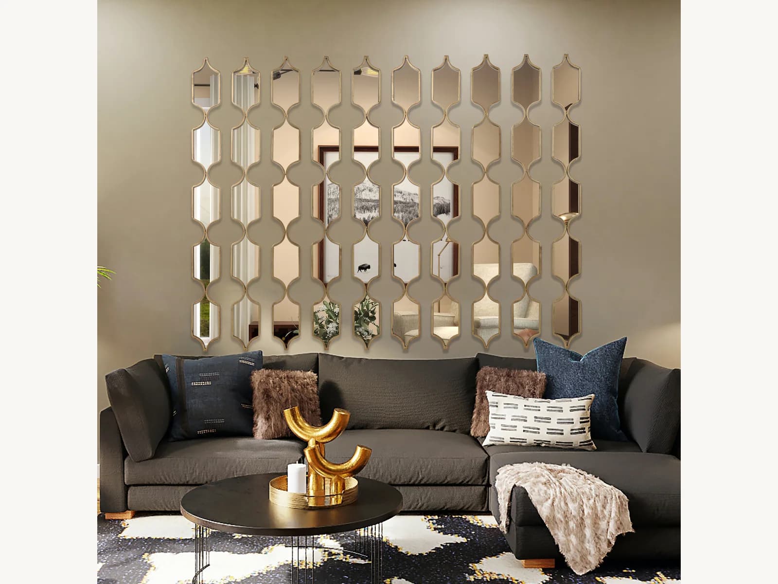 Gold Rectangular Linked Mirror Set gallery image