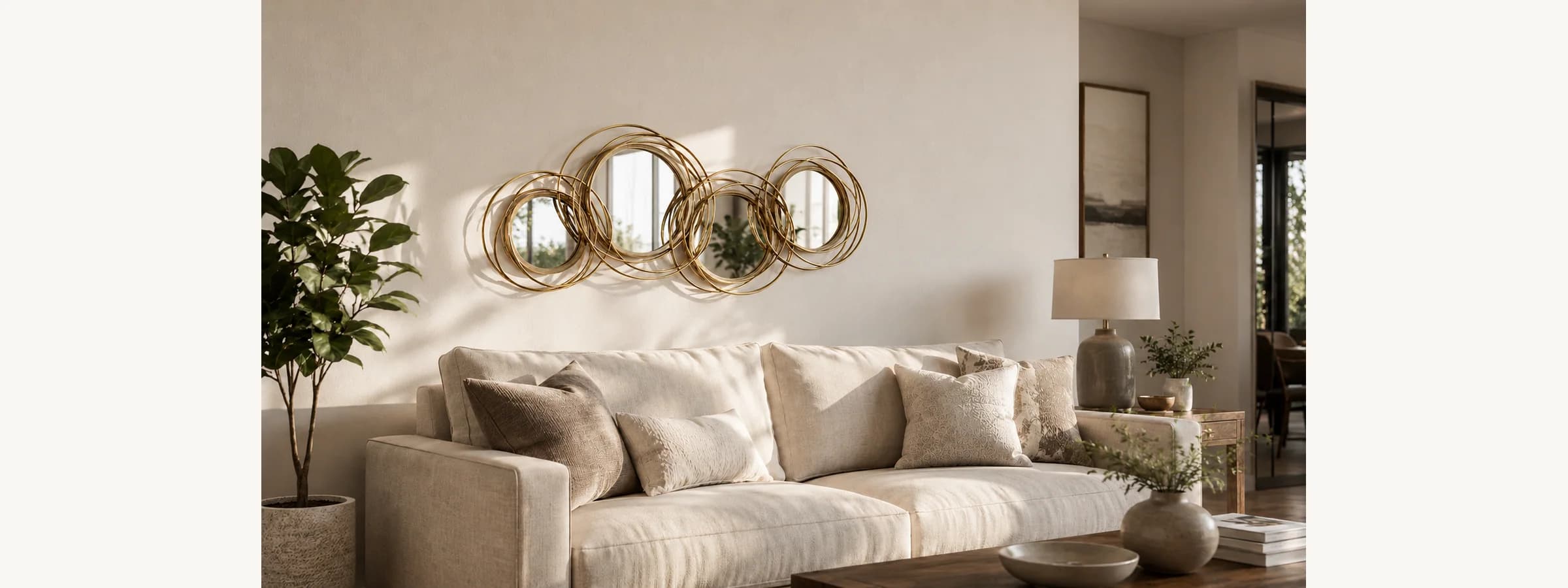 43.3 x 17.3 Inch Overlapping Round Wall Mirror gallery image
