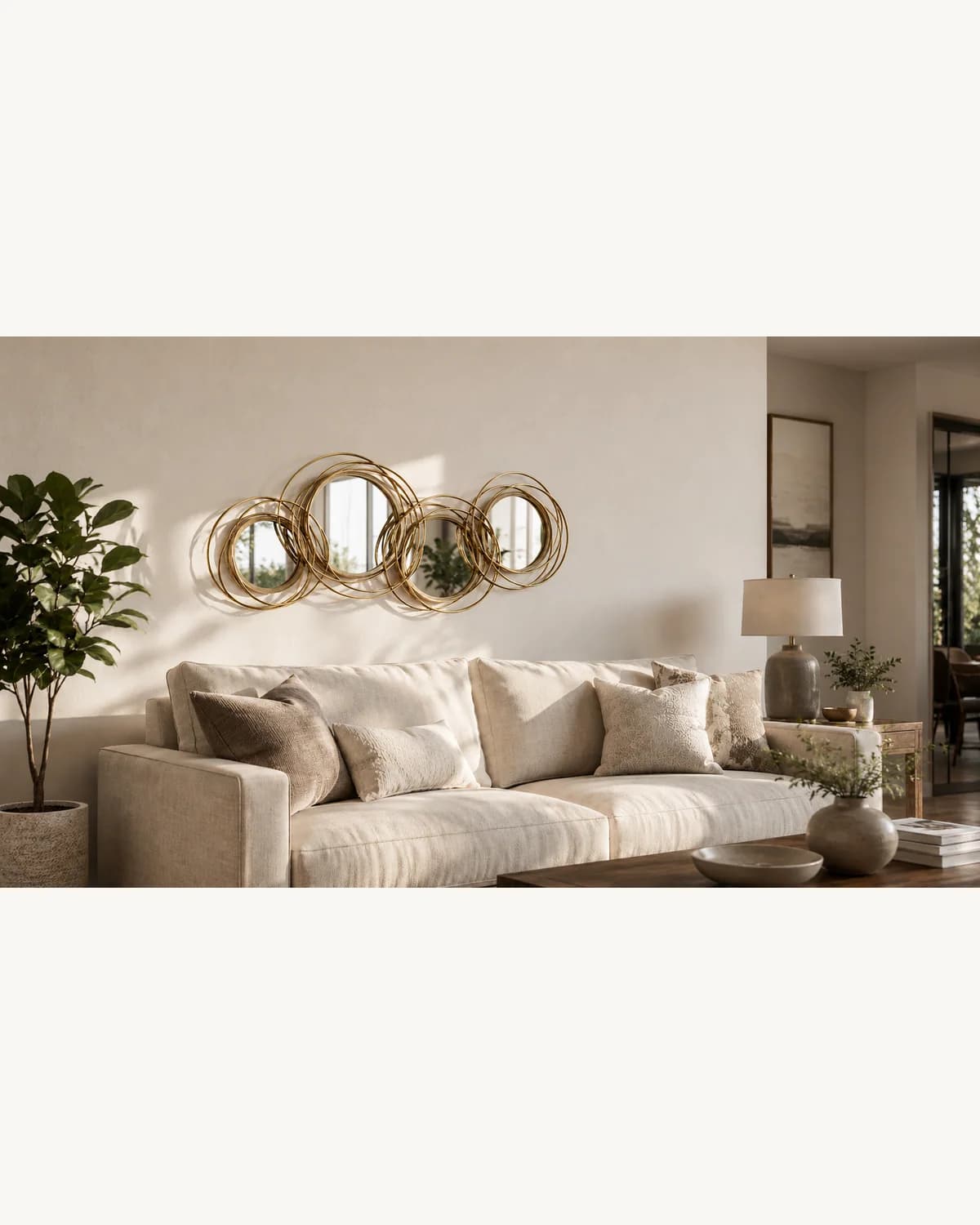 43.3 x 17.3 Inch Overlapping Round Wall Mirror gallery image