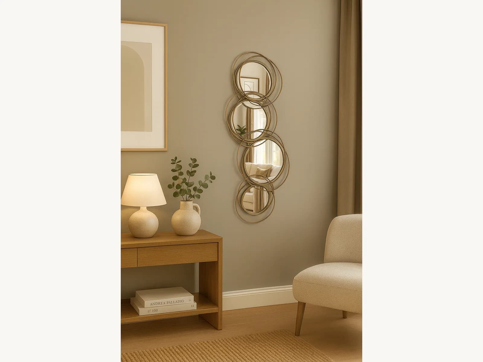 43.3 x 17.3 Inch Overlapping Round Wall Mirror gallery image